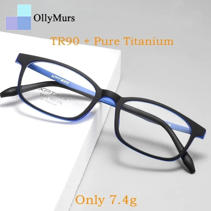 

OLLYMURS Сверхлегкие удобные TR90 титановые квадратные модные оптические очки с маленьким лицом в оправе для мужчин и женщин 9833XP