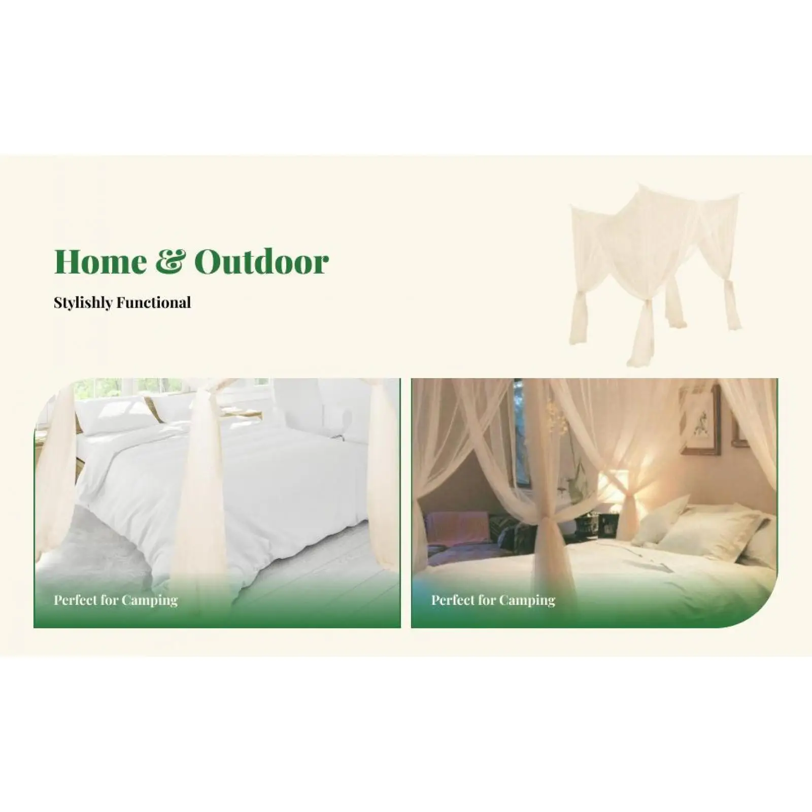 Four Poster Bed Canopy Net Breathable Drapes for Child Adult Bedroom Princess Canopy Bed Tent Privacy
