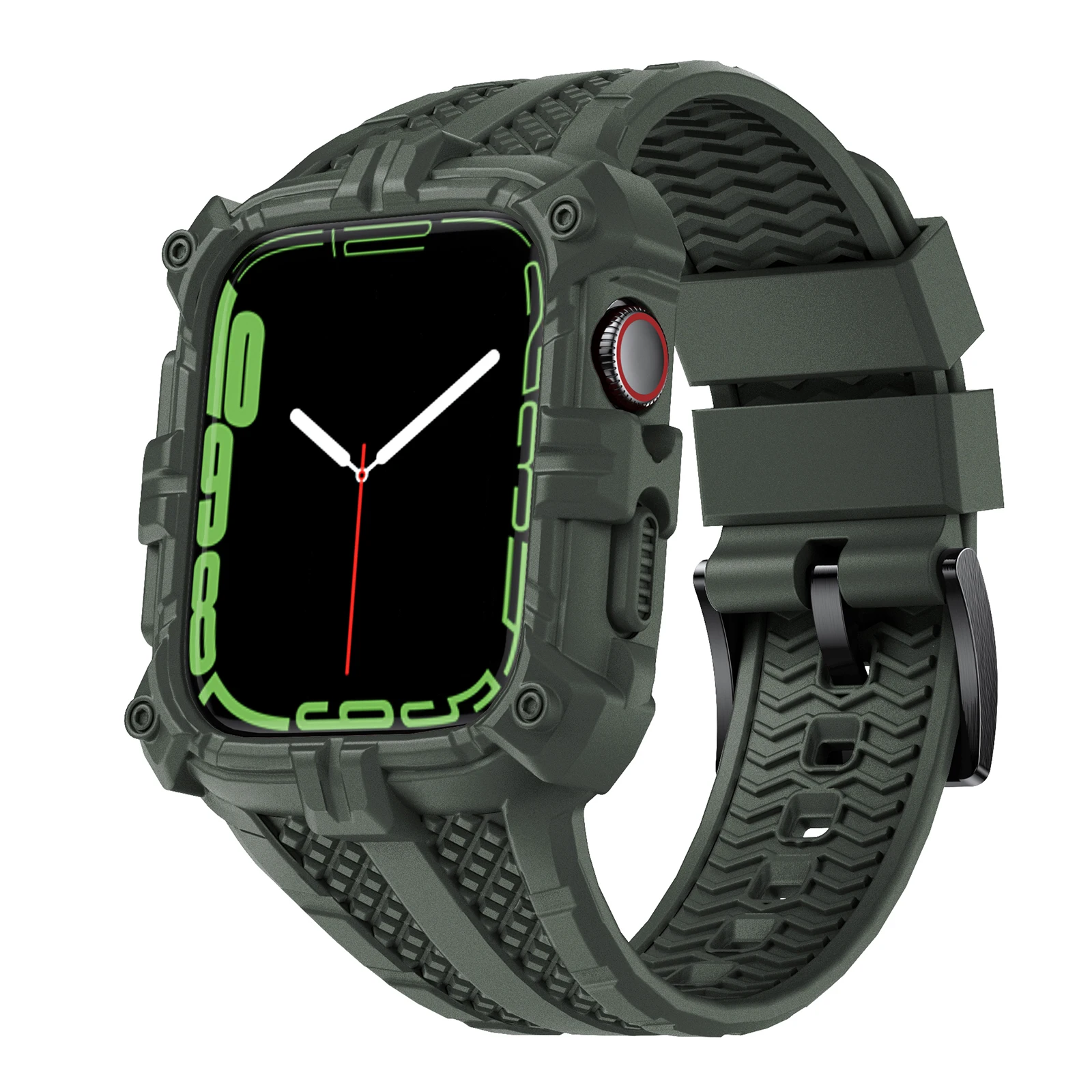 

Case Strap for Apple Watch 45mm 44mm 41mm 40mm Silicone Band for Iwatch Series 8 7 6 Se 5 4 Protective Cover Bracelet
