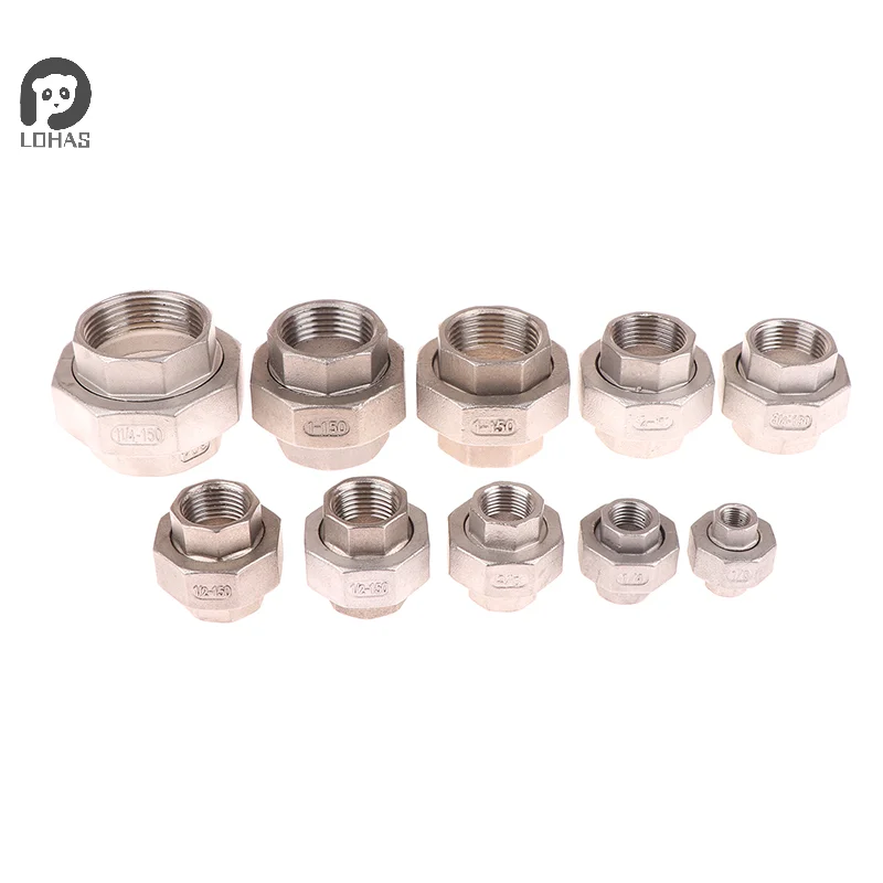 1PC DN6 DN8 DN10 DN15 DN20 DN25 DN32 304 Stainless Steel Piping Union Female Thread Joint Tube Connector Pipe Fitting Pipes