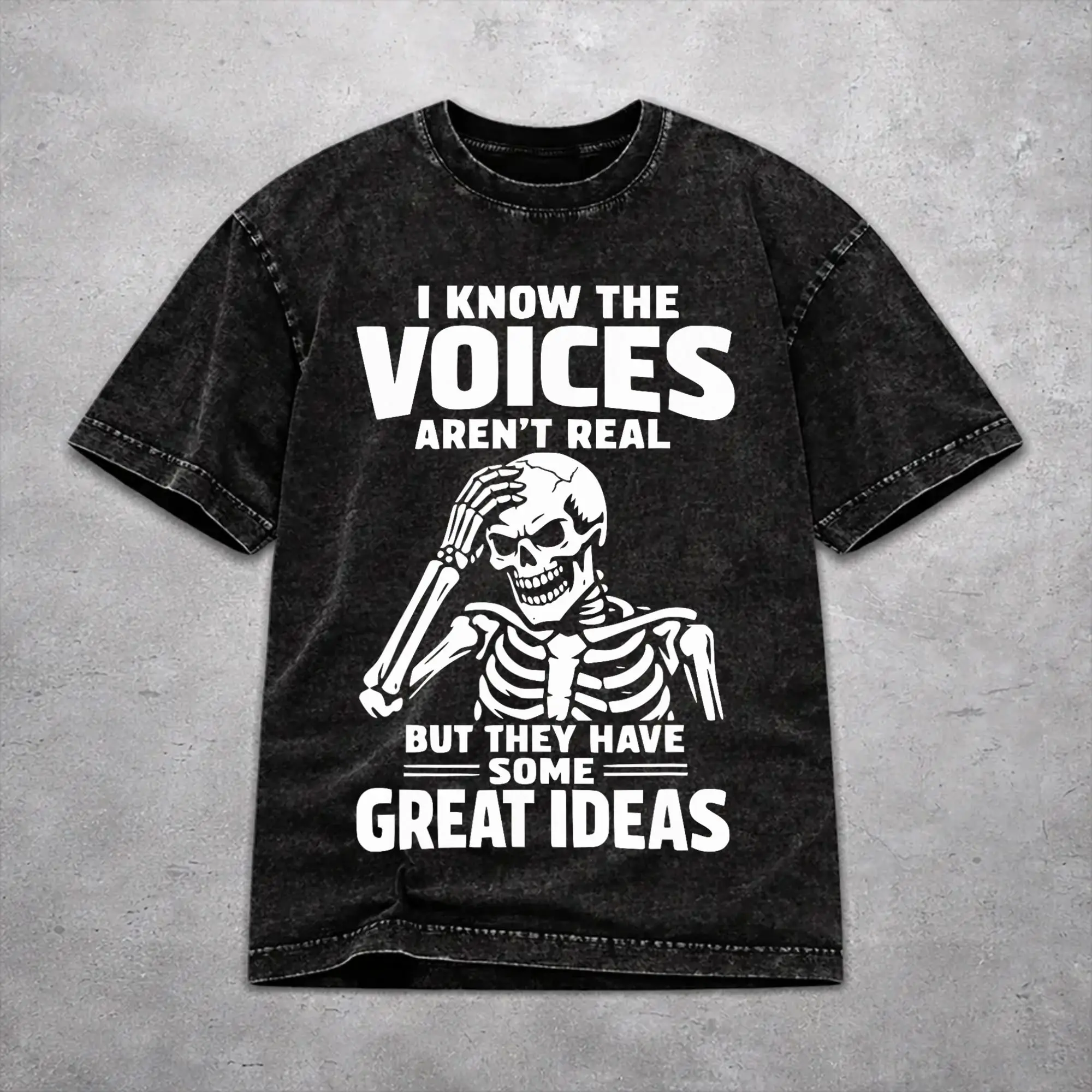 Novelty Men Women I KNOW THE VOICES AREN'T REAL Tee Shirt Washed Style  T Shirts Apparel