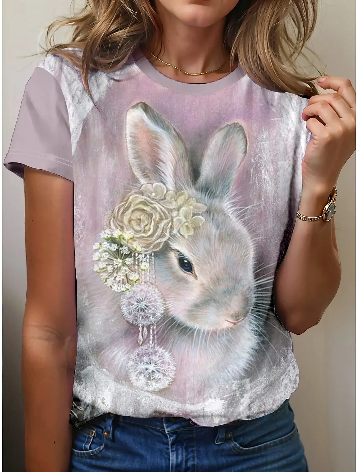 Easter Women's Funny Rabbit Prints T Shirt Short Sleeve Tees Tops 3D Prints O-Neck Shirt Summer Casual Women's Clothing Apparel