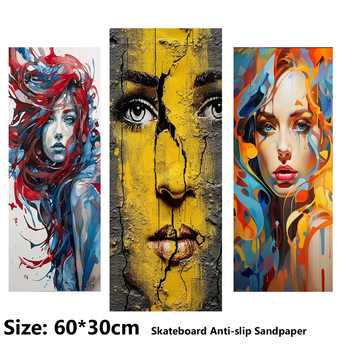 Goddess Mural Pattern Electric Scooter Anti-slip Sticker Sandpaper Skateboard Grip Tape Sheet 60*30cm