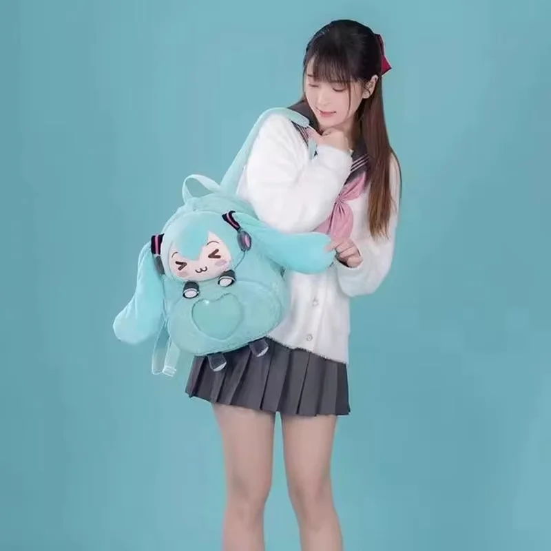 Hatsune Miku Sweet Cute Anime Embroidery Soft Plush Backpack Large Capacity Storage Fashion School Bag Travel Daypack Gift Fans view 3