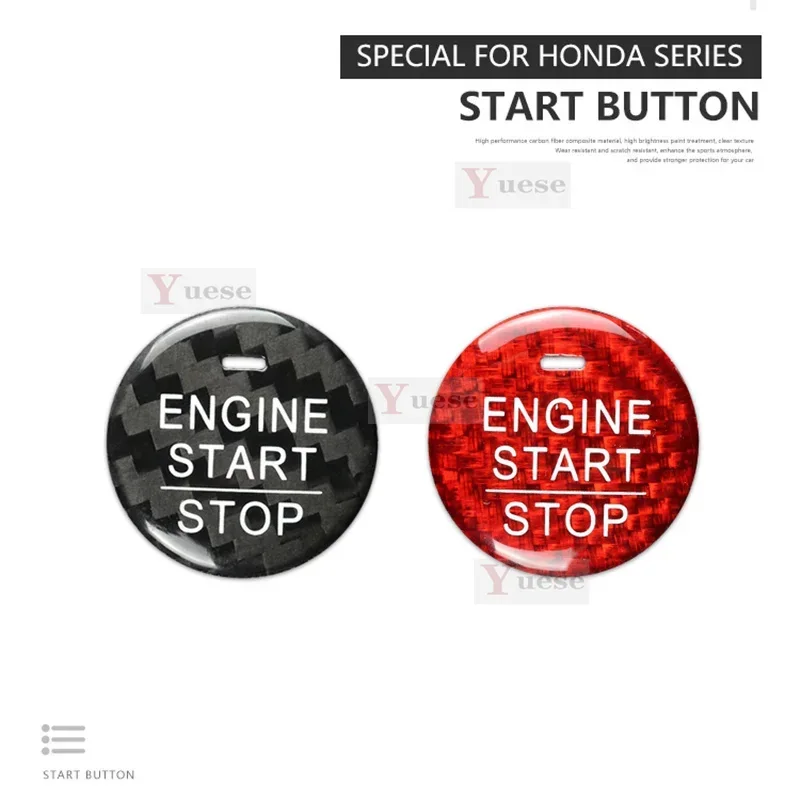 

For Honda Civic 2014 2015 Car Engine Start Stop Button Cover Real Carbon Fiber Sticker