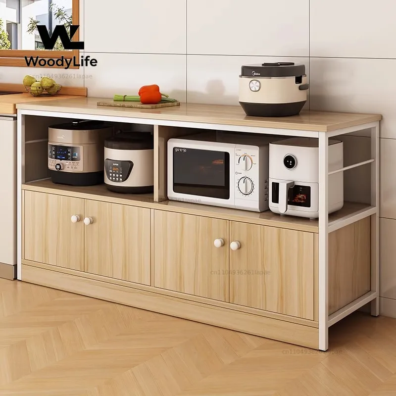 Kitchen Shelf Floor-to-ceiling Microwave Oven Locker Wall Integrated Storage Cabinet Multifunctional Cabinet Side Cabinet