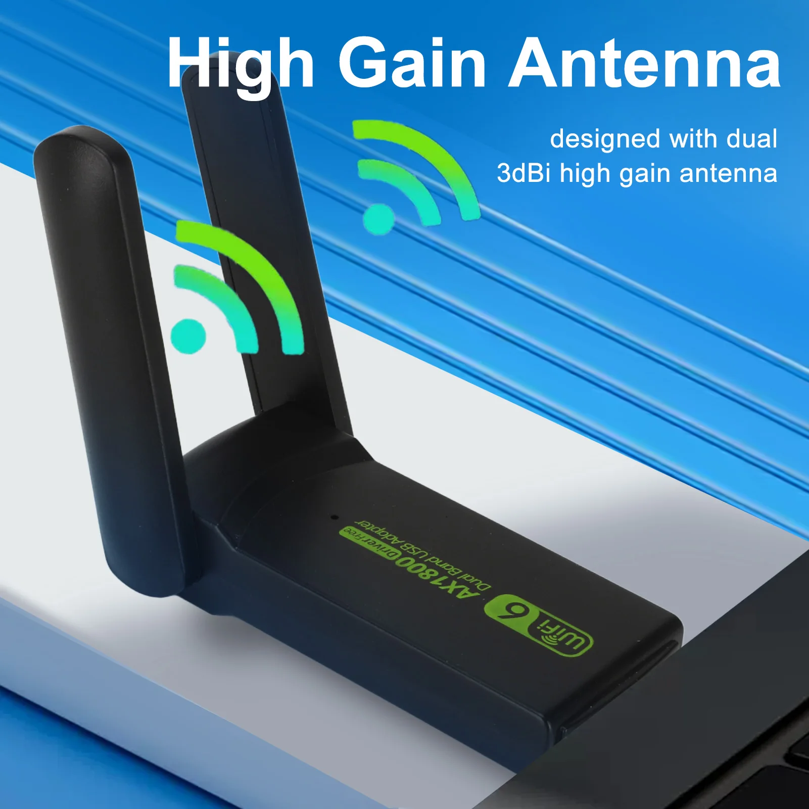 WiFi Dongle Stable USB 3.0 Dual Band 1201Mbps 573.5Mbps High Gain Antenna WiFi Adapter for Family  Travel USB WiFi Adapter