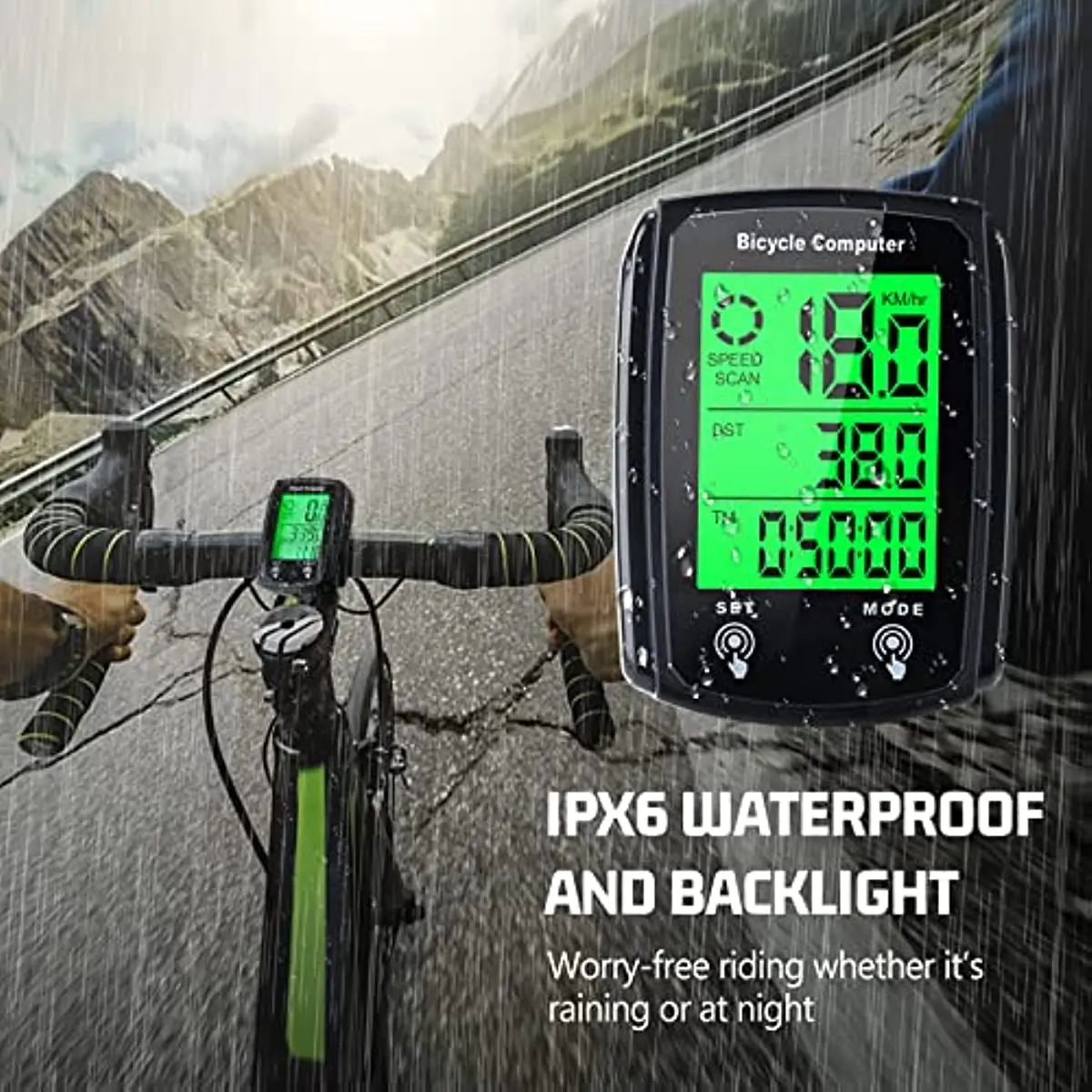 Bicycle Luminous Stopwatch Road mountain Bike Touch Screen Speedometer CNC Bicycle Wired English Version Luminous Odometer