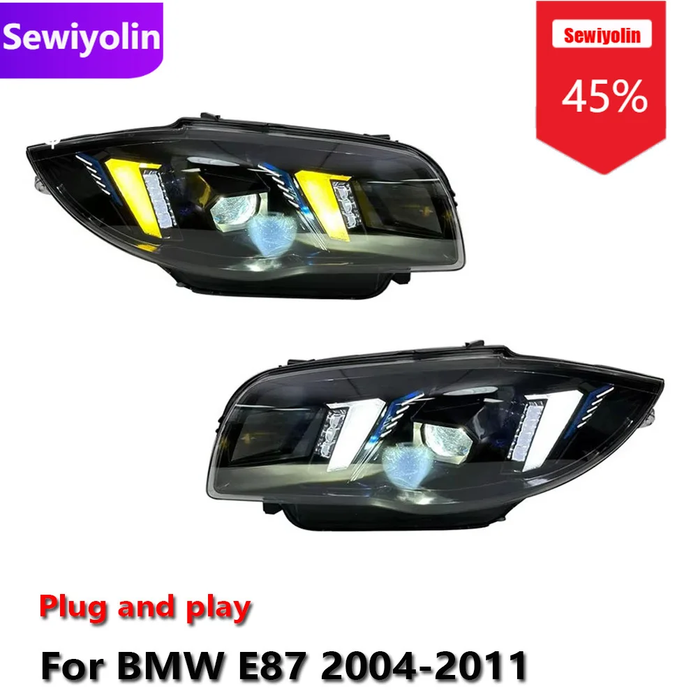 

Автомобильные светодиодные фары DRL в сборе для BMW E87 2004-2011, противотуманные фары DRL, стоп-сигнал, указатель поворота Plug and Play
