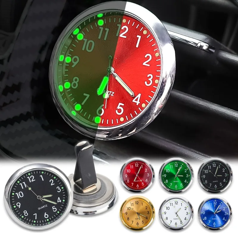 Car Air Outlet Luminous Clock Universal Dashboard Quartz Noctilucent Watch Car Bicycle Motorcycle Waterproof Self-adhesive Clock