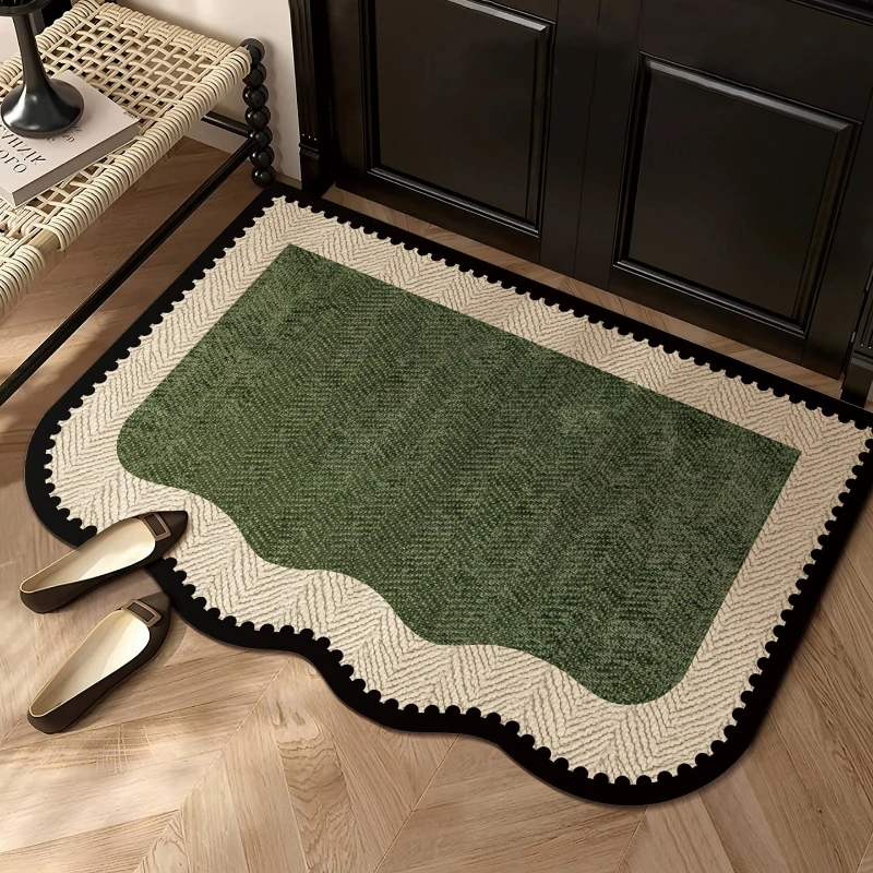 Entrance Doormat Welcome Rug Stain-resistant Wear-resistant Floor Mat Solid Color Geometric Pattern Carpet Home Decoration Rugs