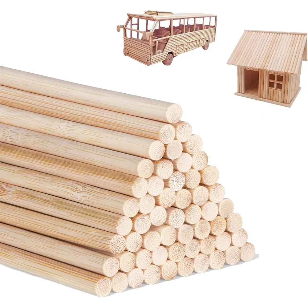 

1/2 x 48 Inch 50 PCS Dowel Rods Wood Sticks Wooden Dowel Rods - Unfinished Bamboo Sticks - for Crafts and DIYers