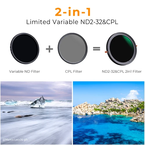 Imagen 2 del producto K & F Concept ND2-ND32 ND CPL lente de filtro filtro polarizador Circular ajustable 2 en 1 Variable 49mm 52mm 58mm 62mm 67mm 77mm