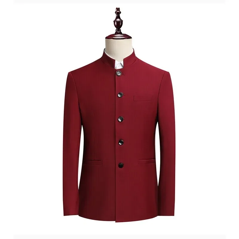 Blazer Men Fashion Gentleman Business Slimming Outdoor Zhongshan Suit Trendy Banquet Host Casual Wedding Stand-up Collar Blazer
