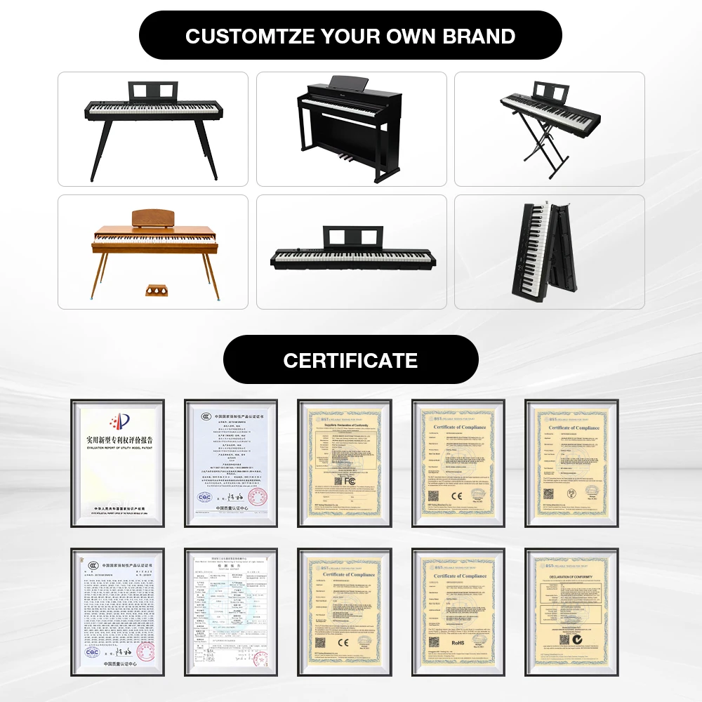 بيانو إلكتروني محمول قابل للطي مكون من 88 مفتاحًا بسعر الجملة من Beisite مع مكبر صوت مدمج ومفاتيح حساسة للمس