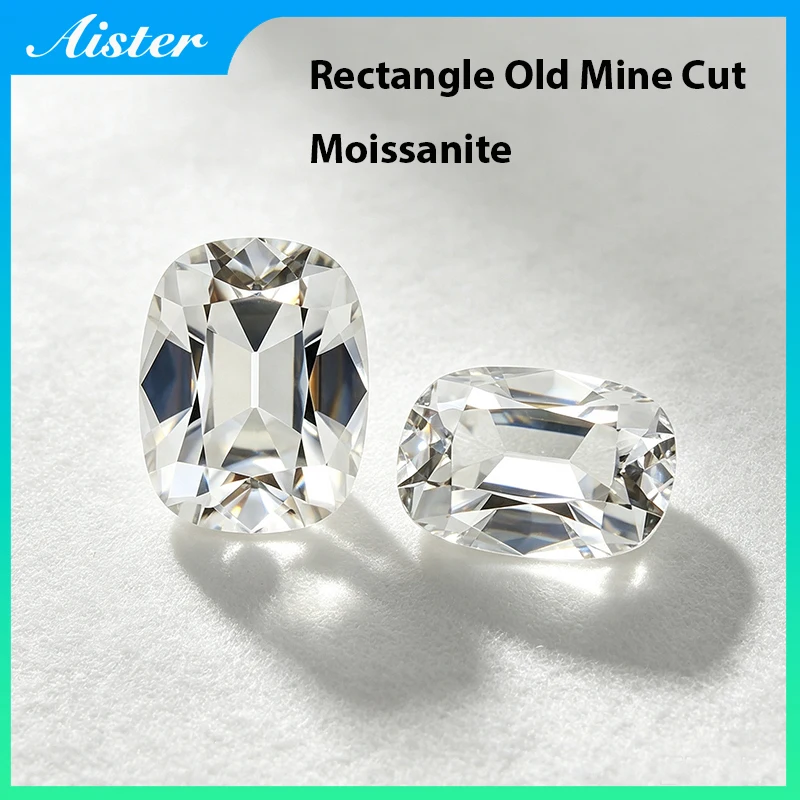 Real D Color Rectangle Old Mine Cut Moissanite Loose Stone Certified Lab Diamond Pass Tester with GRA Report
