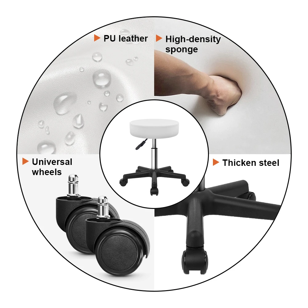 Вращающийся стул KKTONER с регулируемой высотой, вращающийся стул для спа-салона с колесами