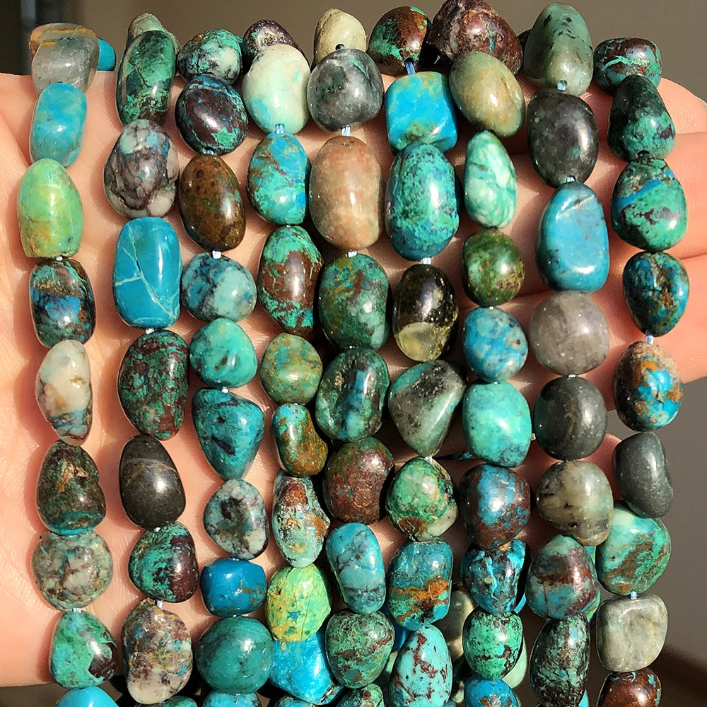 8-10mm Natual Irregular Chrysocolla Phoenix Stone Beads Loose Spacer Beads for Jewelry Making Bracelet Necklace Accessories 15''