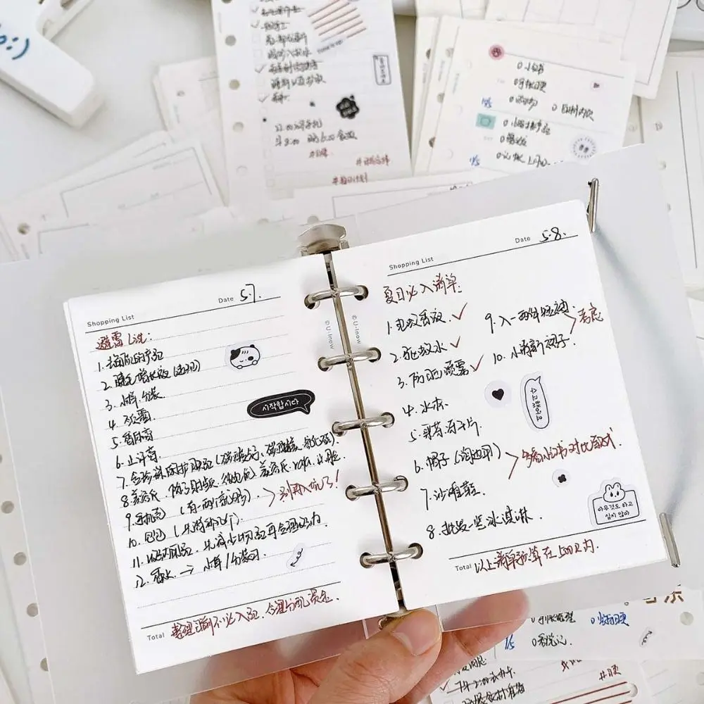 50Sheets M5 A8 Loose-Leaf Notebook Refill Paper 5-hole Index Inside Page Cards Inner Refill Binder Paper Pages To Do List