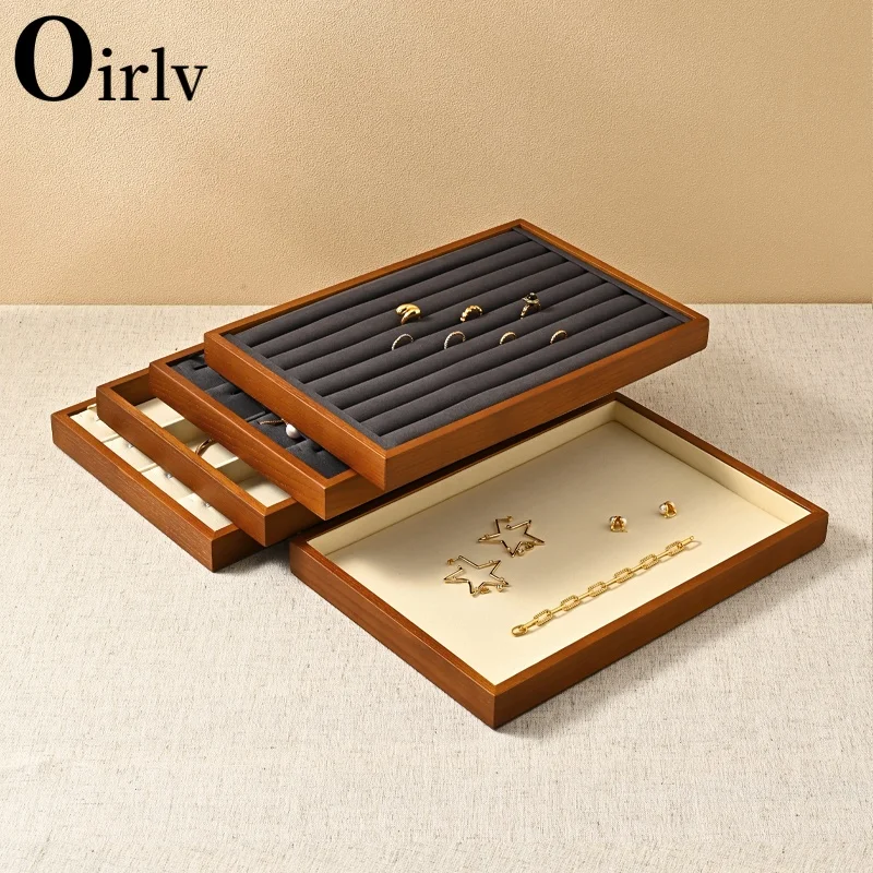 Oirlv Solid Wood Jewelry Display Exquisite Jewellery Holder Portable Ring Earrings Necklace Organizer Box organizator de boys