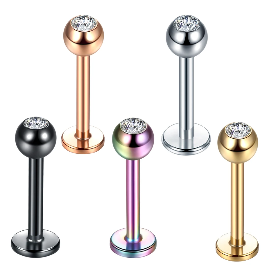 1PC 16G Stainless Steel Labret Piercing Crystal Gem Monroe Lip Stud Helix Tragus Conch Cartilage Earrings Piercing Women Jewelry image 4