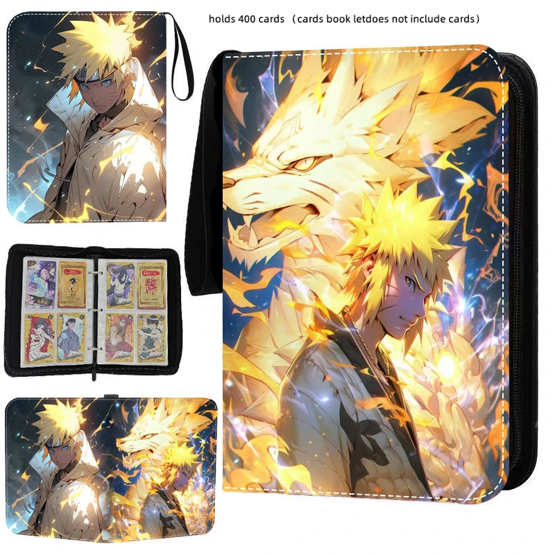 Anime Naruto Uchiha Sasuke Peripheral Card Album Game Card Collection Toys Zipper Holder Binder High-Capacity Storage Bag Gifts