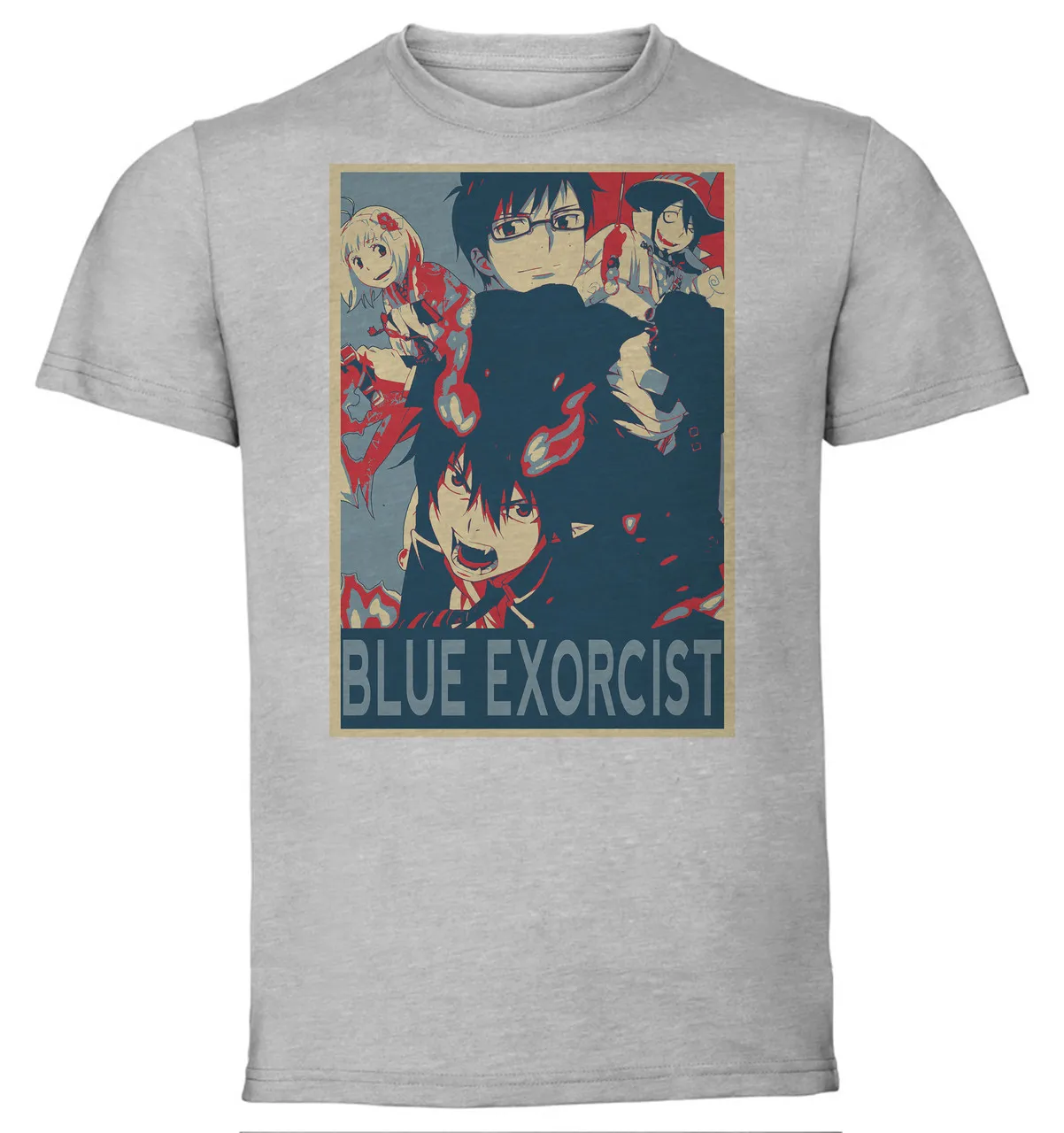 

T-Shirt Unisex Grey Propaganda Blue Exorcist Characters Variant