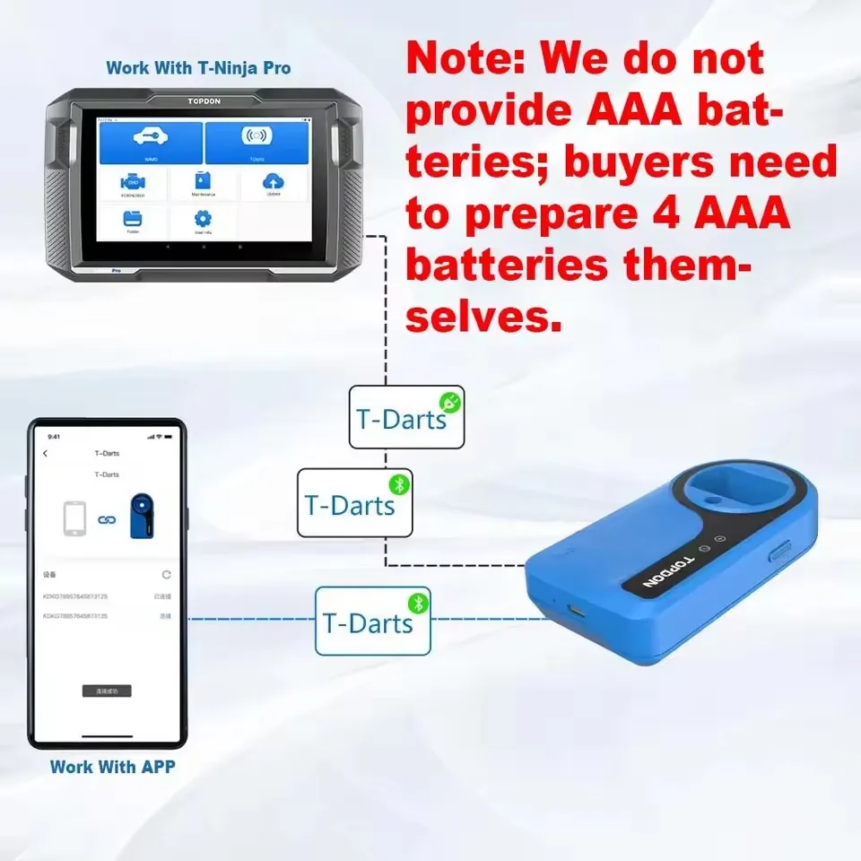 TOPDON T-Darts Bluetooth Key Program RFID Chip Tool Transponder Remote Tester Support ONE Plus T-Ninja Pro UltraDiag Topscan Pro