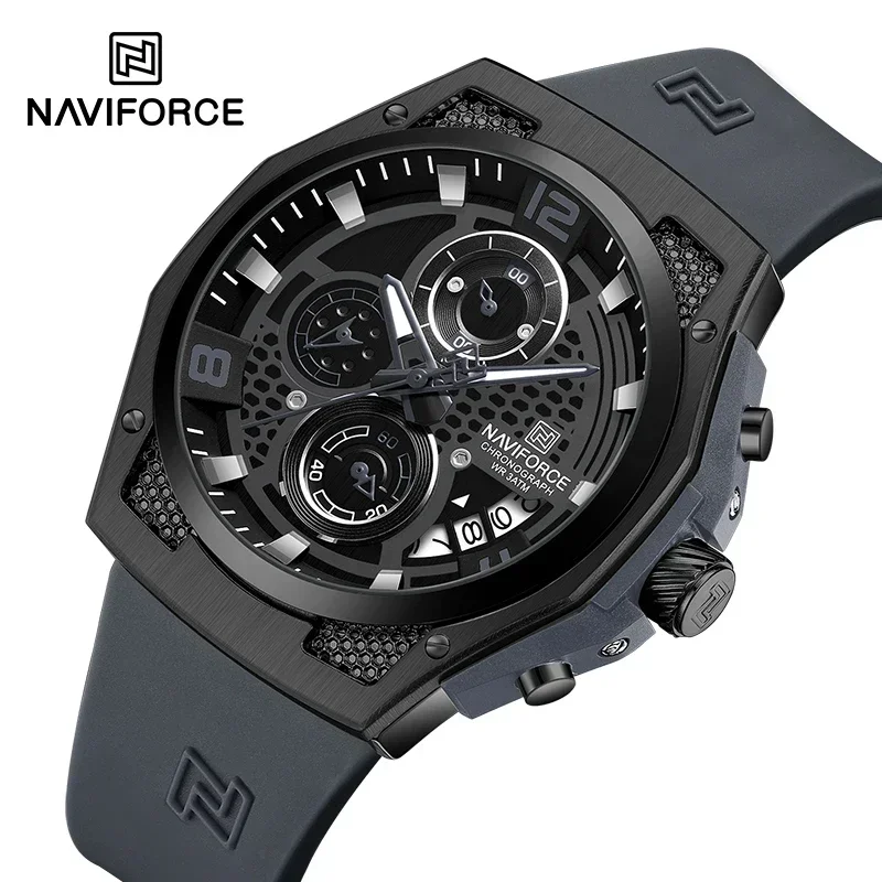 NAVIFORCE NF8051T  Luxury Design Men\'s Watches 30m Waterproof Military Sport with Date Silicone Band Quartz Wristwatch