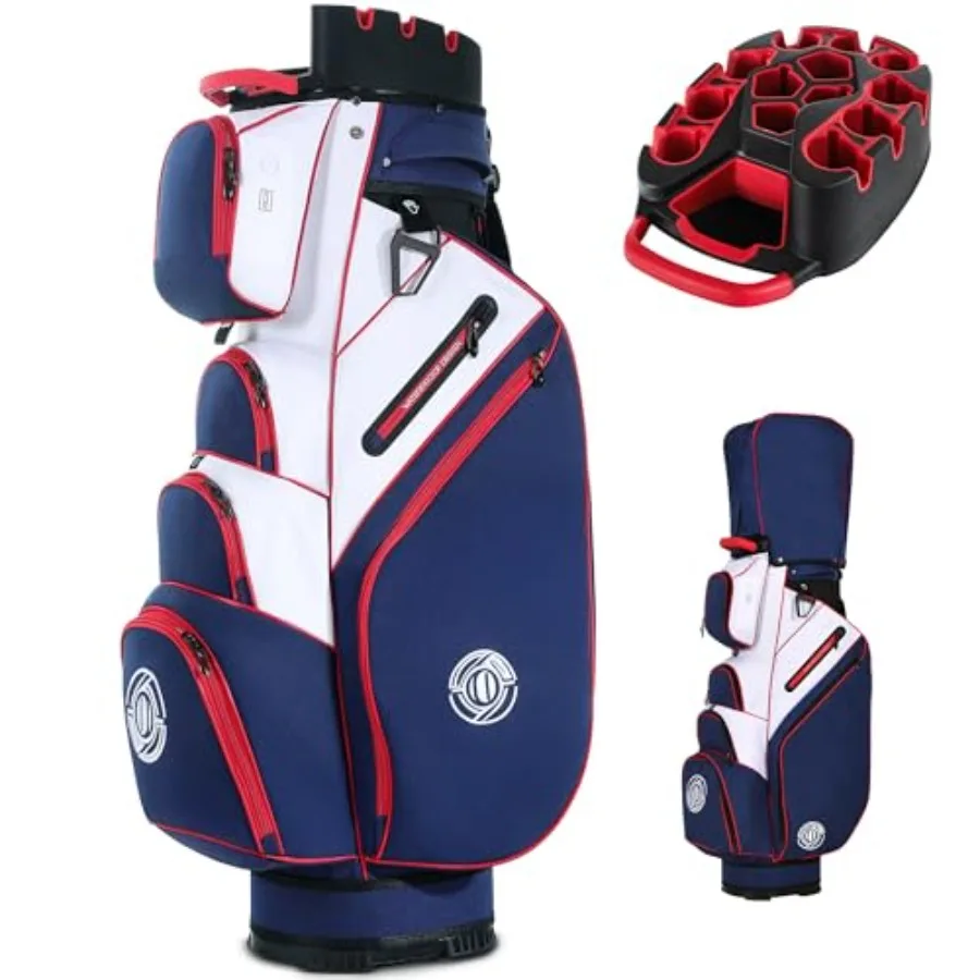 T-Lock Golf Cart Bag, 14 Way Organizer Full Length Divider Top, Rigid Inner Shell, Silent Cart Bags for Men with Handles Ergono