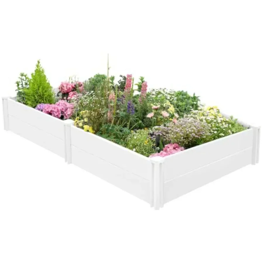 x1ft Vinyl Raised Garden Bed, Maintenance-Free Outdoor Garden Planter Box, Never Rust or Rot, Durable Open-Bottom Raised Bed fo