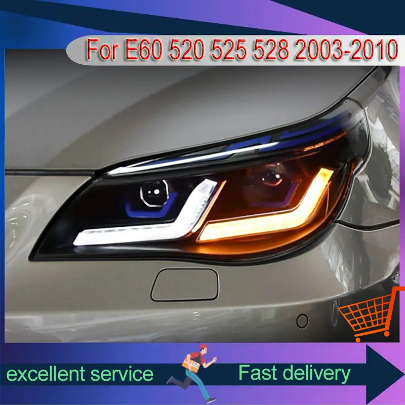 

Headlight Style FOR BMW 5 Series E60 520i 525i 523i 528i 2004-2010 Front DRL Head Lamp LED Bulbs Car Stuff Auto Mobile Accessory