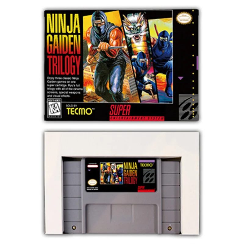 خرطوشة ألعاب فيديو للنينجا ، خرطوشة ألعاب الفيديو مع صندوق البيع بالتجزئة ، لsnes ، eur ، pal ، usa ، ntsc ، 16bit