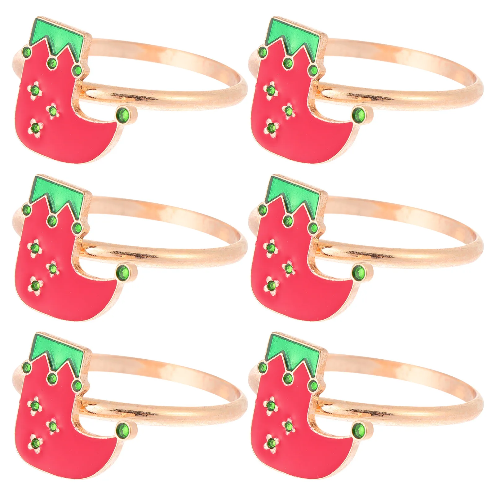 6Pcs Decorative Paper Rings Versatile Sock Pattern Table Decor Use Napkin Ring Paper Ring Xmas Themed Clasp