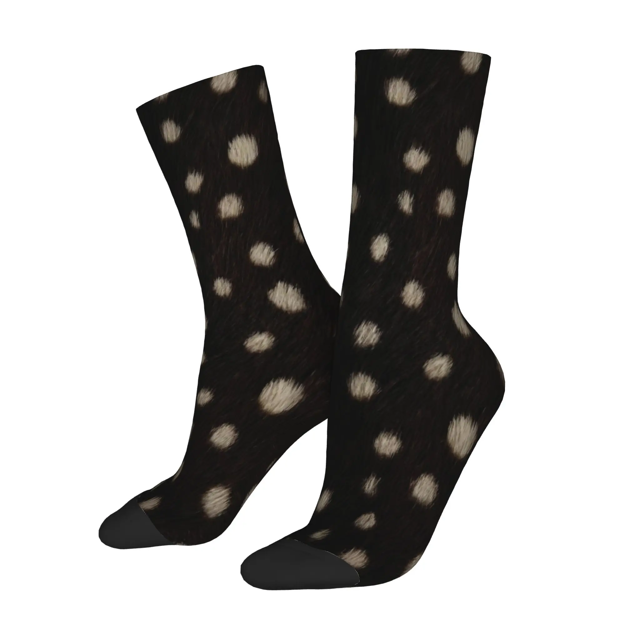 Brown Base Light Antelope Spot Middle Socks for Women Men Product All Season  Warm Long Socks Sweat Absorbing