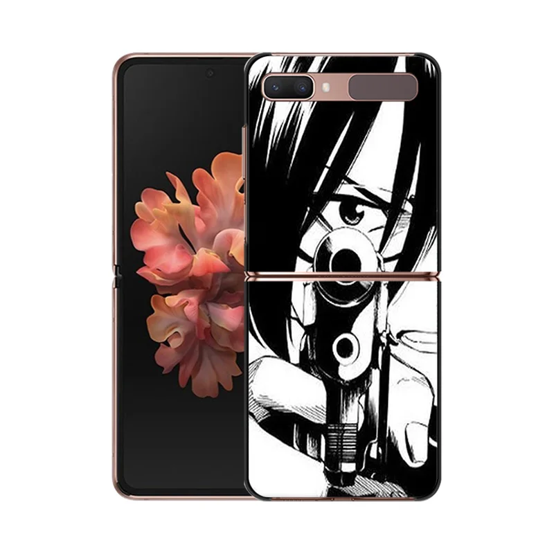 Black Phone Cases for Samsung Z Flip 6 5 4 3 5G Anime High Rise Invasion Hard Galaxy ZFlip6 Flip5 Flip4 Mobile Phone Shell Cover