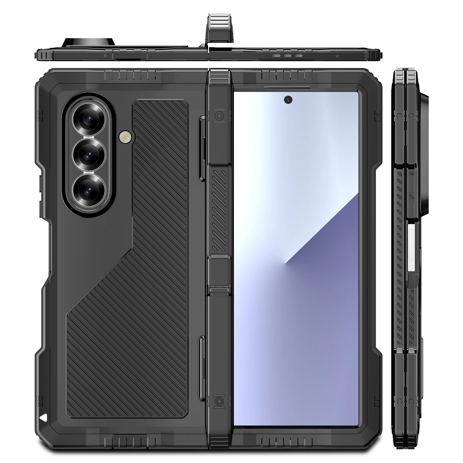 

Case with S Pen Holder for Samsung Z Fold 4 5 6 7 Metal Cases with Screen Protector Military Rugged Heavy Duty Cover Kickstand