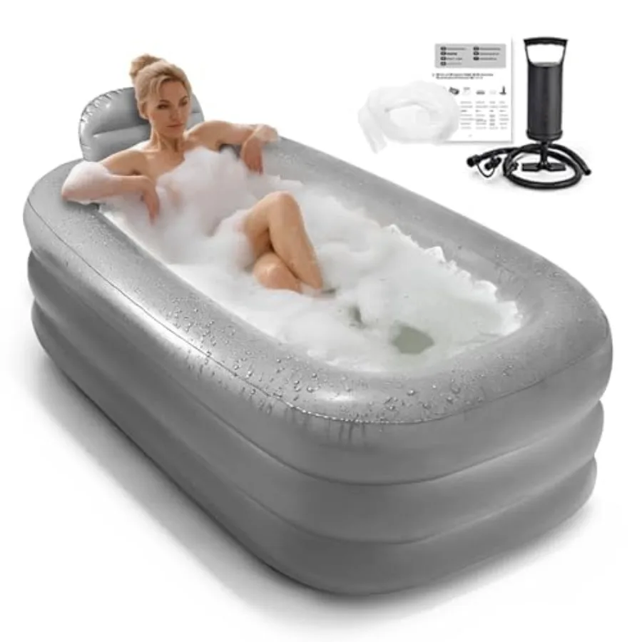 

Ilable Batub Adults - Blow Up Batub Adult for Indoor Shower e Porble Batub Adult wi Cover 62.27.47.72in Light y