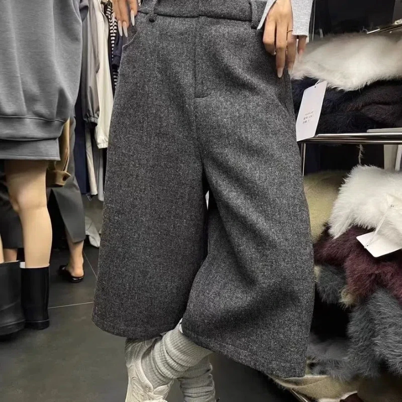 REPLAY STUDIO Design Sense Seven Cent Wool Wide Leg Pants Autumn Korean Edition High Waist Slimming Straight Leg Casual Pants