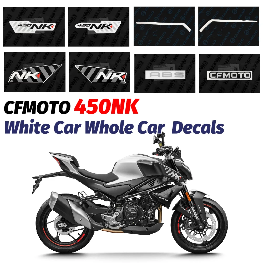 For CFMOTO 450NK Original Decal Starlight White Fuel Tank Left And Right Guard Decal Shell Guard Tail Cover Sticker