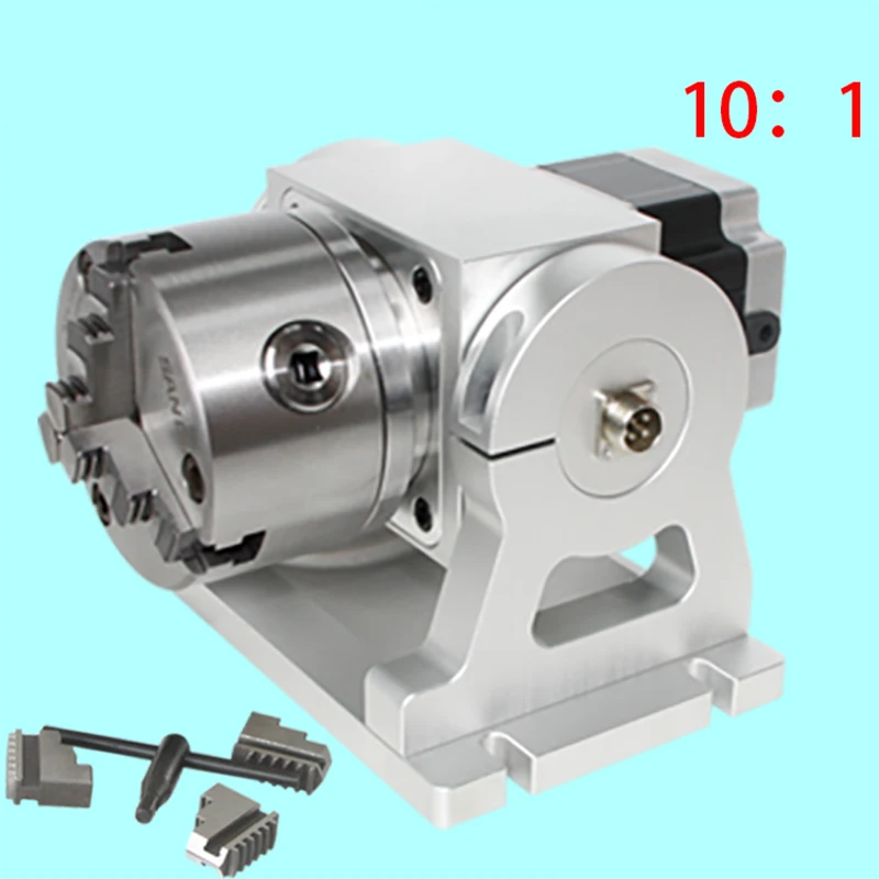 

CNC dividing head Laser marking machine A-axis Fourth axis Adjustable elevation Planetary reduction 10:1 with three-jaw chuck