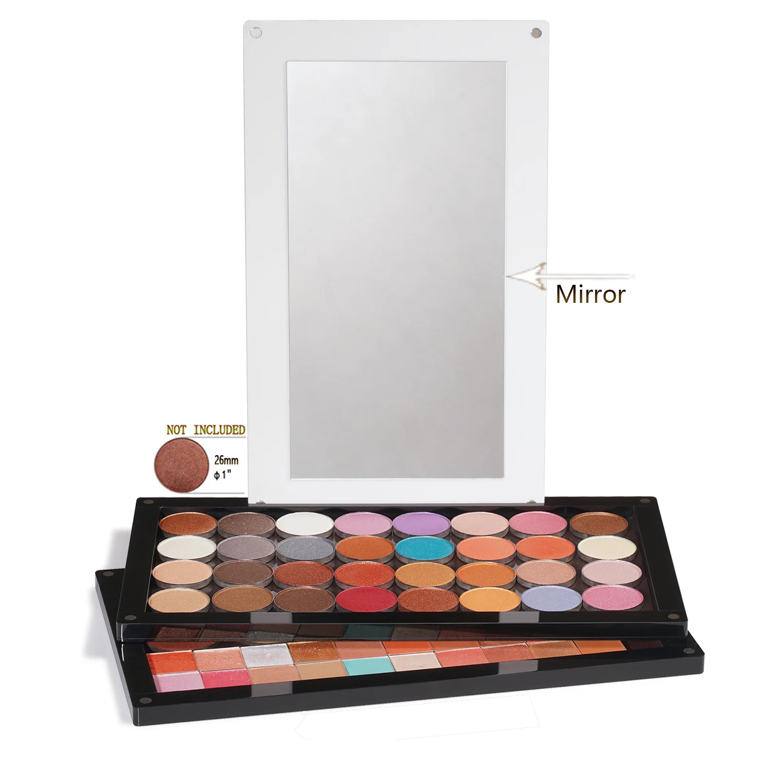 Acrylic Stackable EMPTY Magnetic Eyeshadow Palette with Light Mirrow DIY Your Large Makeup Plalette