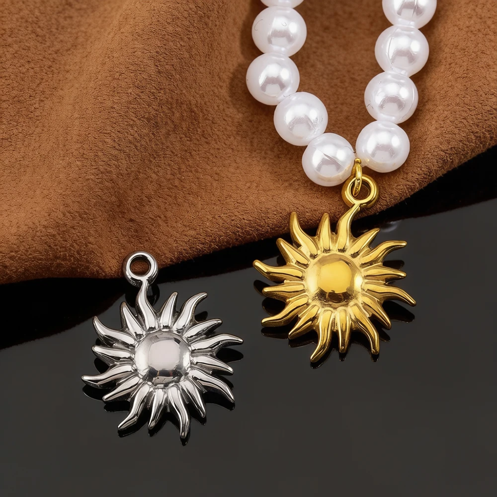 5Pcs meteor Sun Shaped Stainless Steel Gold Color Pendant For Jewelry Making Supplies Handmade Necklace Bracelet Charm - view 2