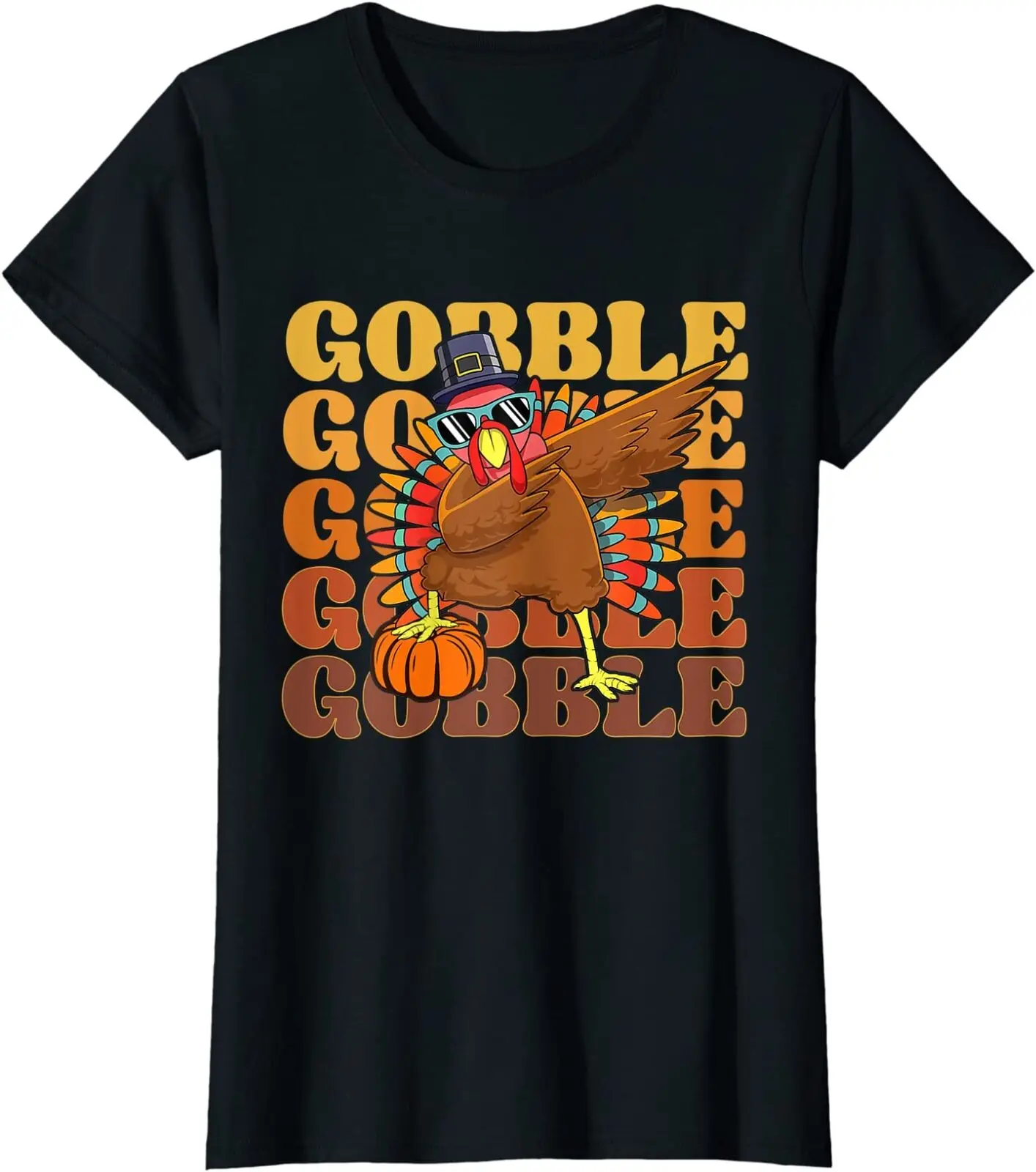 Funny Gobble Dabbing Turkey Thanksgiving Day Costume Ladies' Crewneck T-Shirt