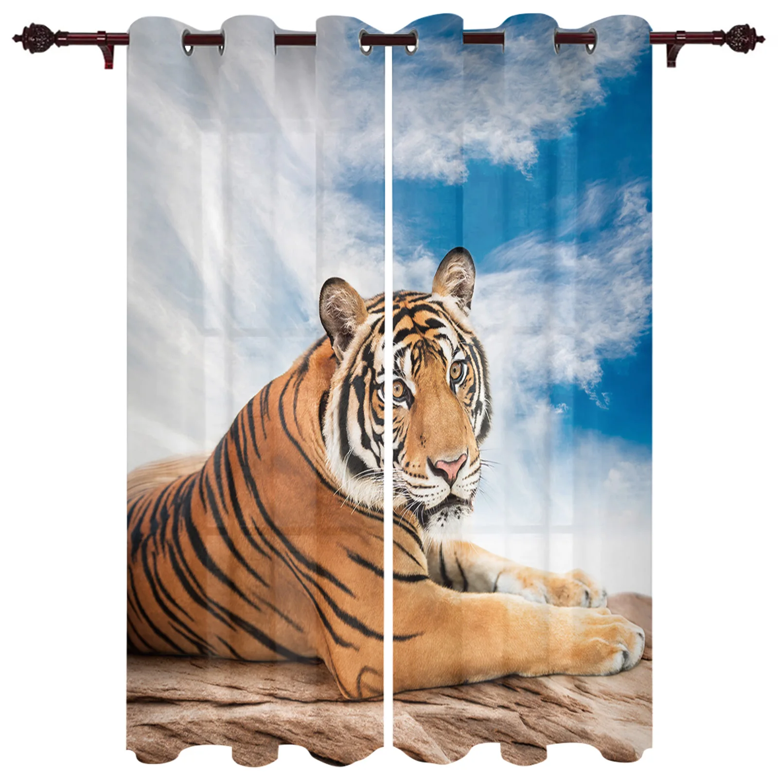 Sky Tiger Lying Down Window Curtain for Kitchen Balcony Windows Fashion Drapes for Bedroom Living Room Modern Home Decor