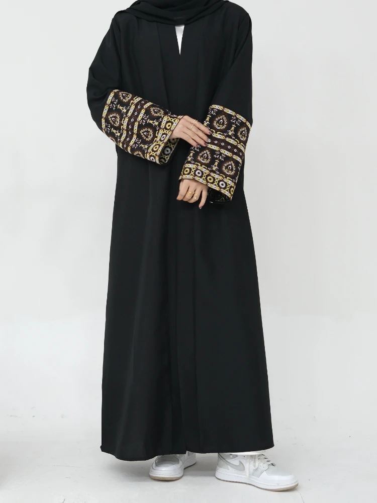 Cotton Liene Embroidery Muslim Abaya for Women Eid Robe Dress Morocco Ramadan Abayas Kaftan Islam Cardigan Dubai Arab Long Robe