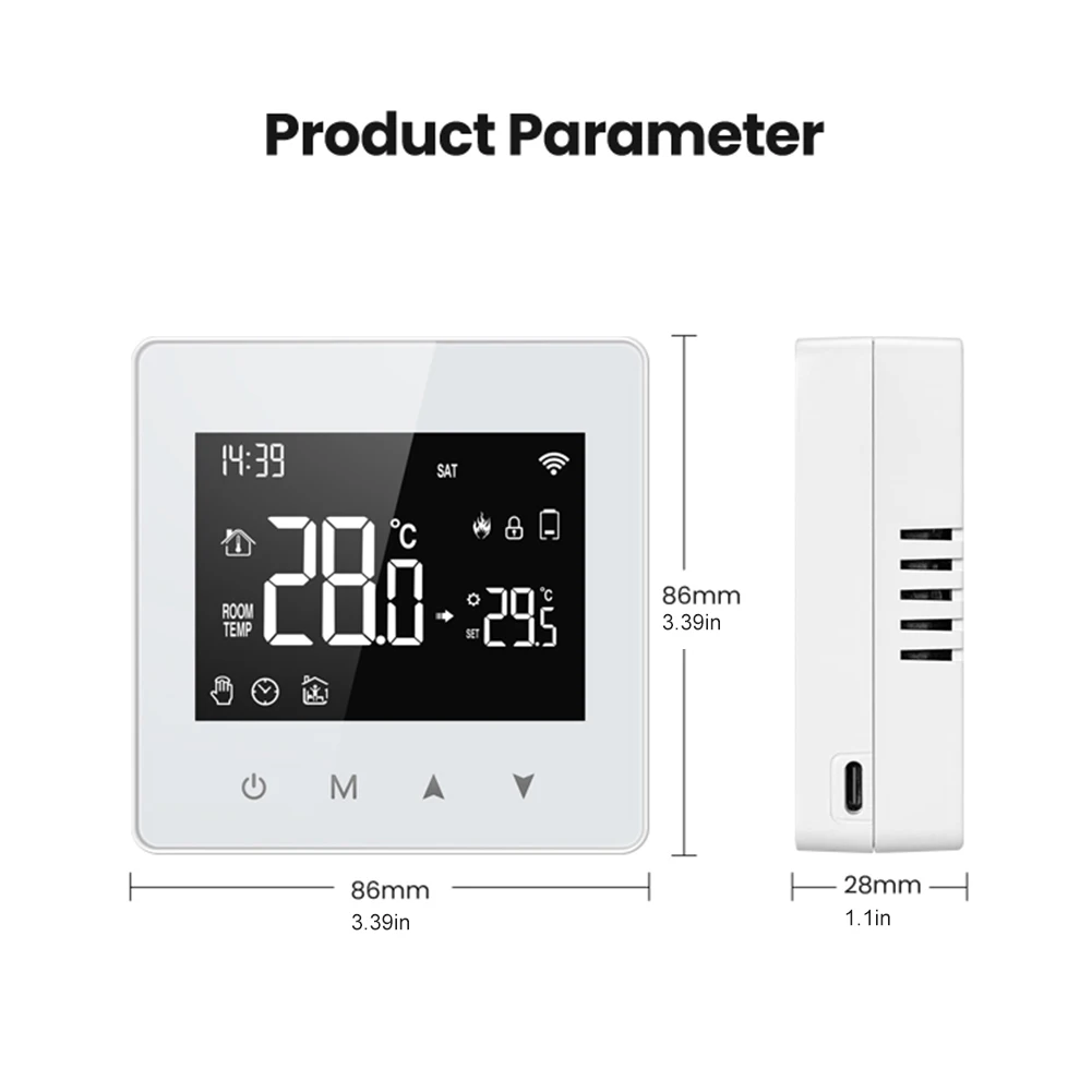 Termostat Zigbee Tuya do sterowania temperaturą kotła gazowego/wodnego, zasilany bateryjnie, kompatybilny z Alexa, Google Home i Yandex.