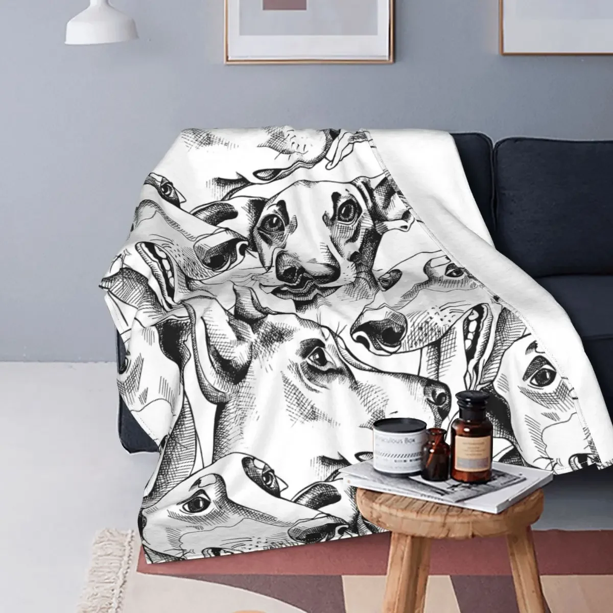 Dachshund Dogs Flannel Blankets Gift for Animal Dog Lover Funny Throw Blankets for Home Hotel Sofa 150*125cm