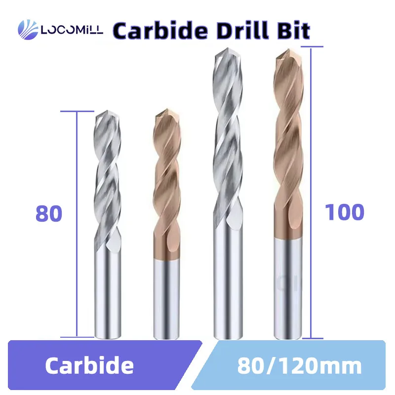 LOCO SIQI Vollhartmetallbohrer, 80 mm, 120 mm lange Länge, Wolframstahl, 1 Stück, CNC-Lochverarbeitung