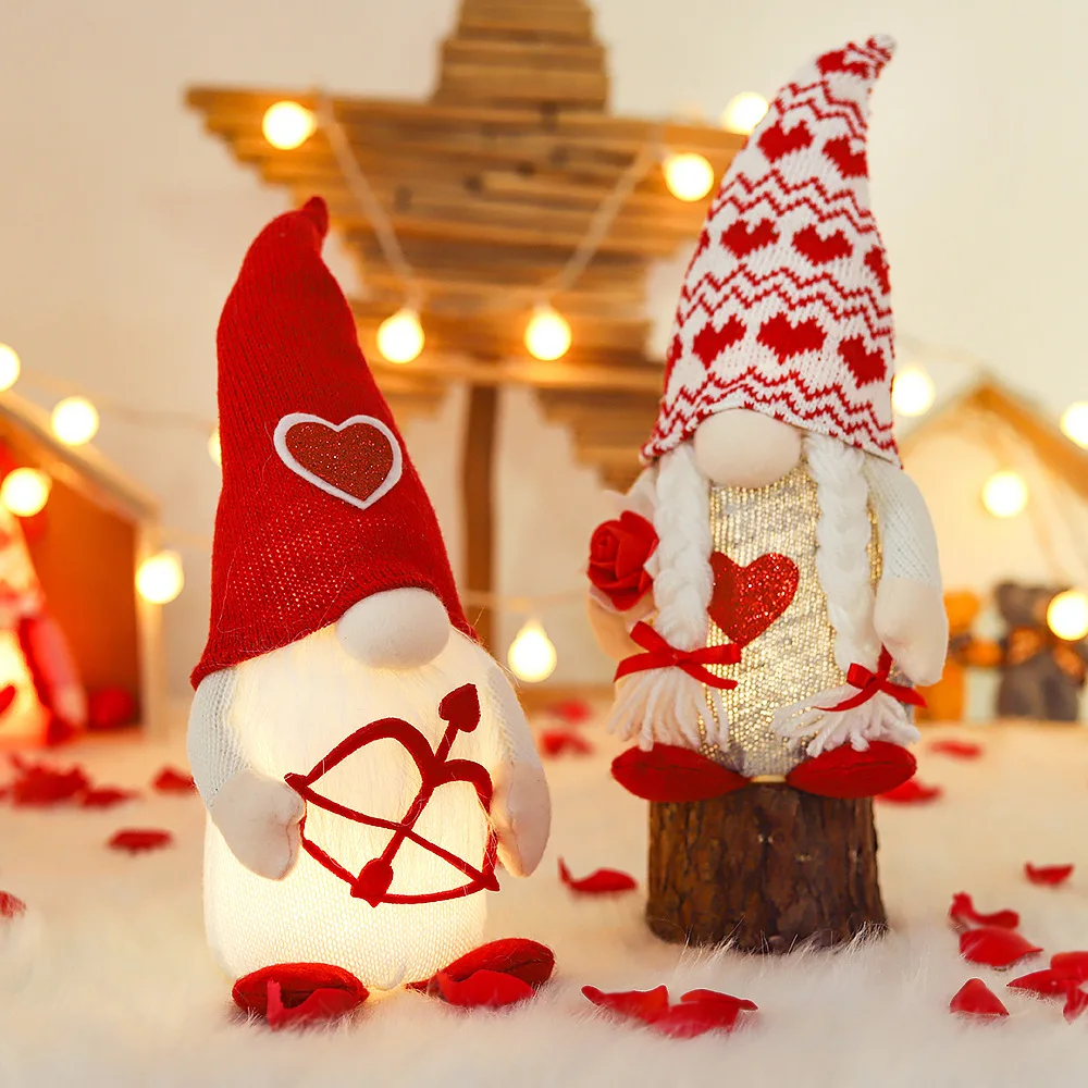 

Valentine's Day Faceless Gnome Cupid Love Doll With Light Valentines Day Gift Christmas Home Decoration Birthday Wedding Gifts